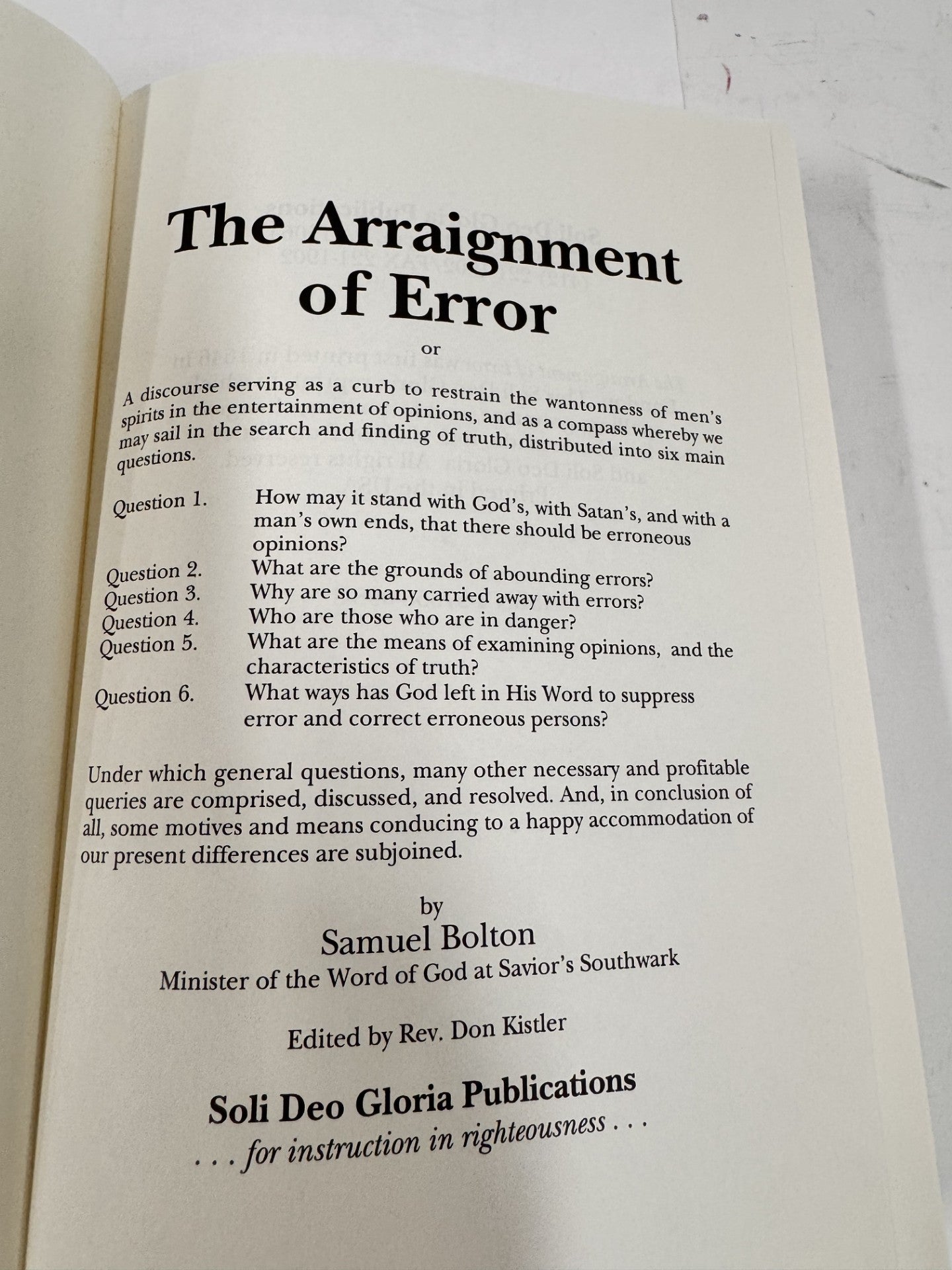 The Arraignment of Error