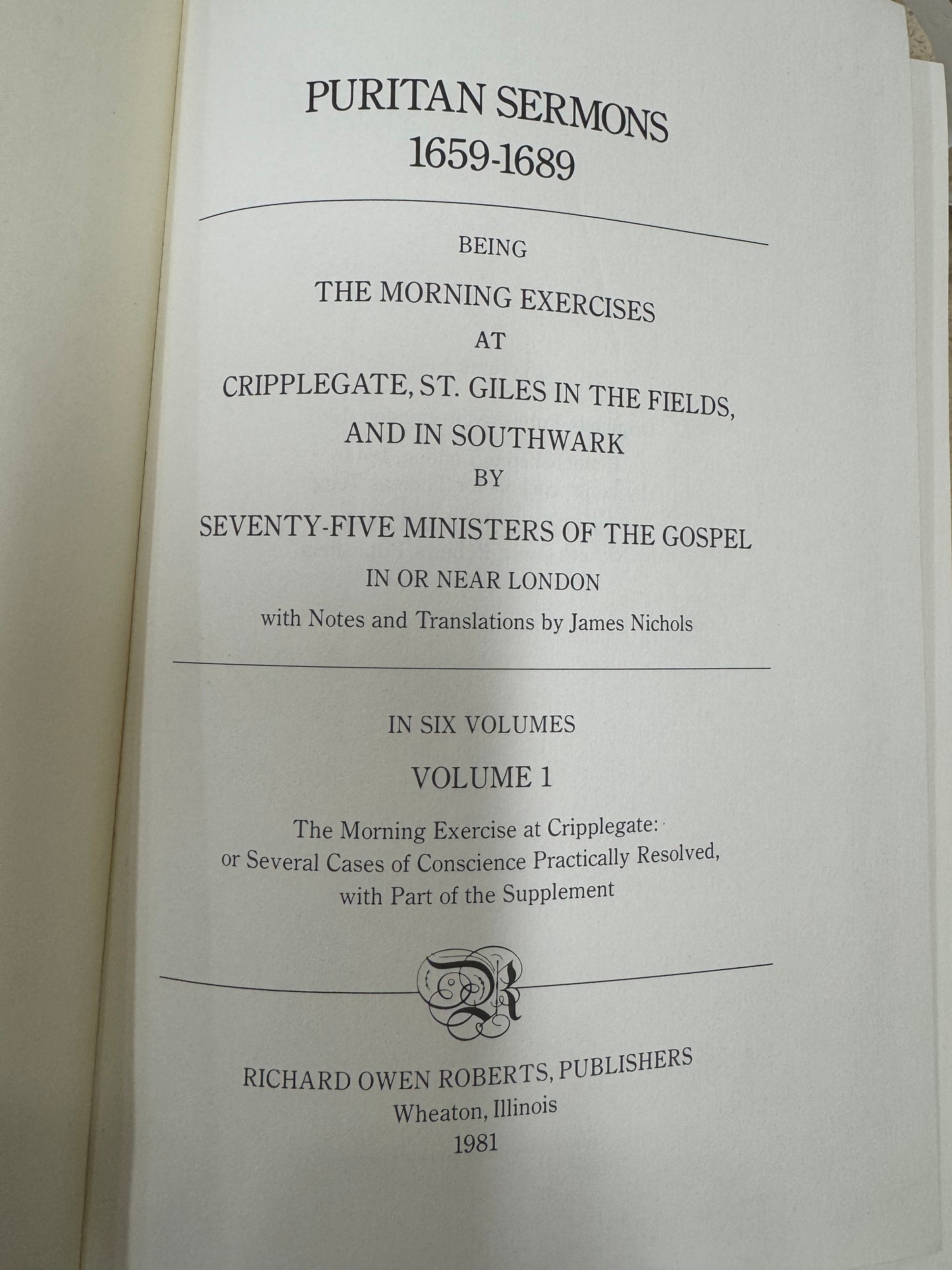 Puritan Sermons 1659-1689 6 vol. set