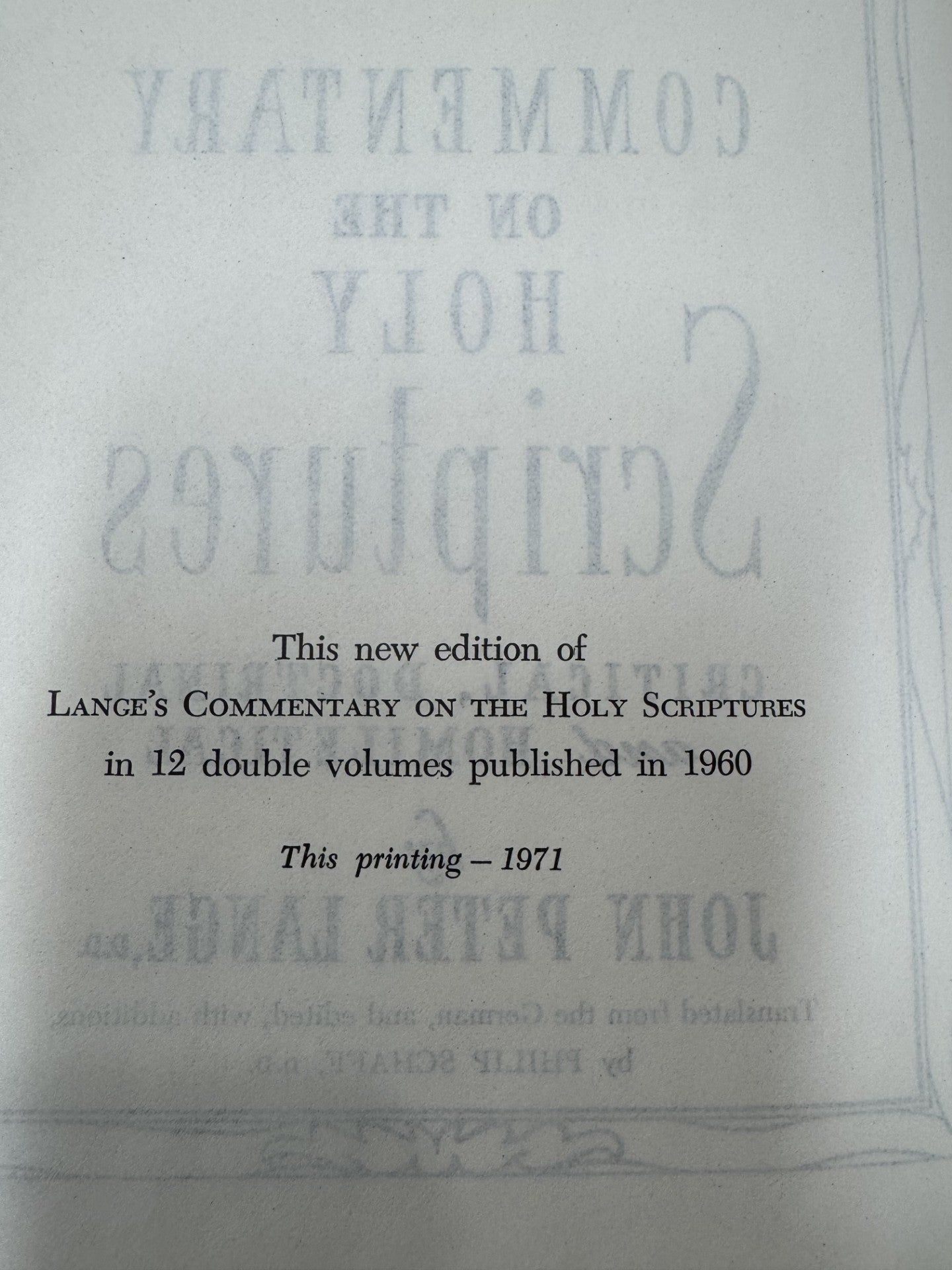 Lange's Commentary on the Holy Scriptures 12 vol. complete set