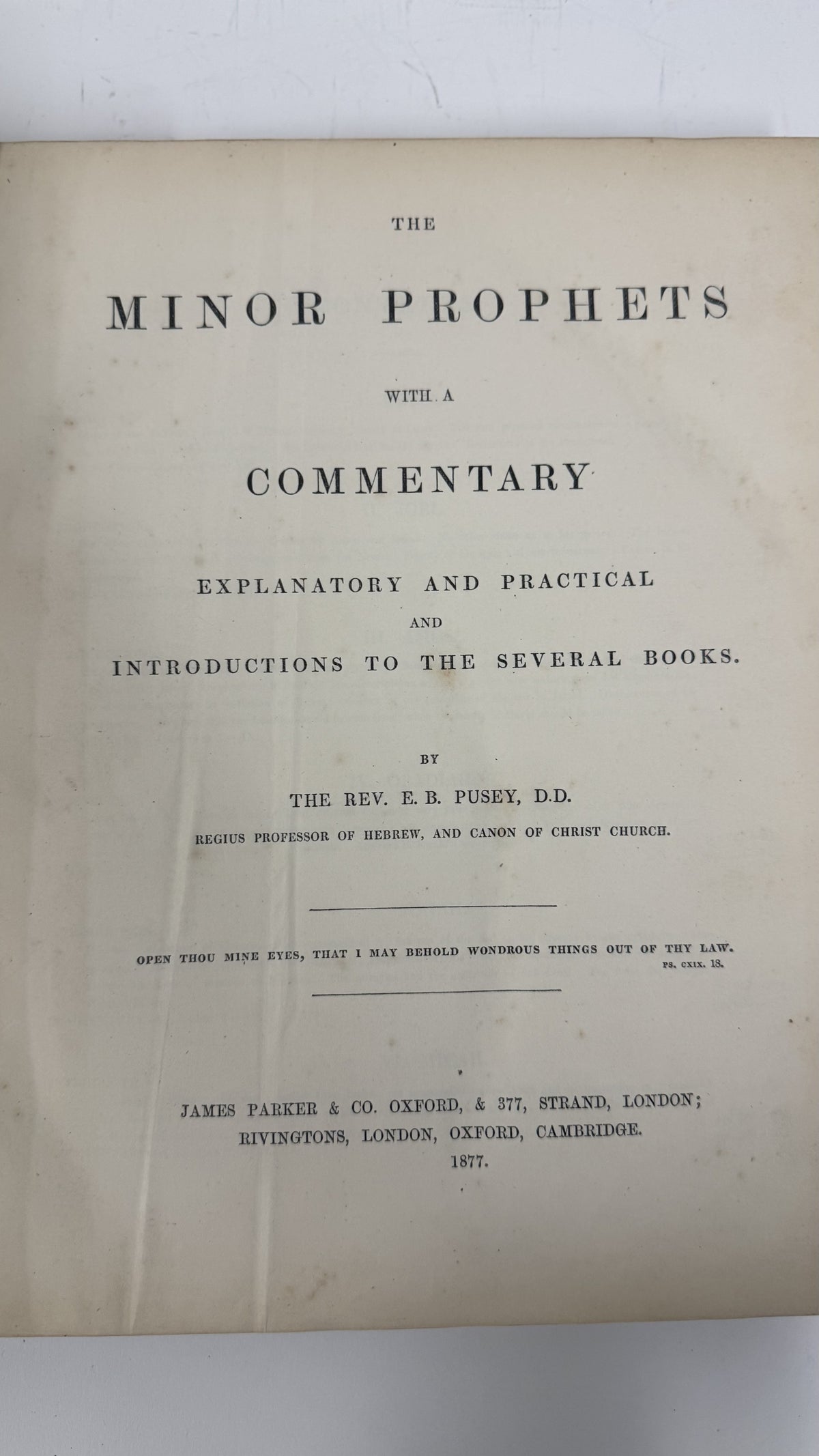 The Minor Prophets with a Commentary Explanatory and Practical and Introductions to the Several Books