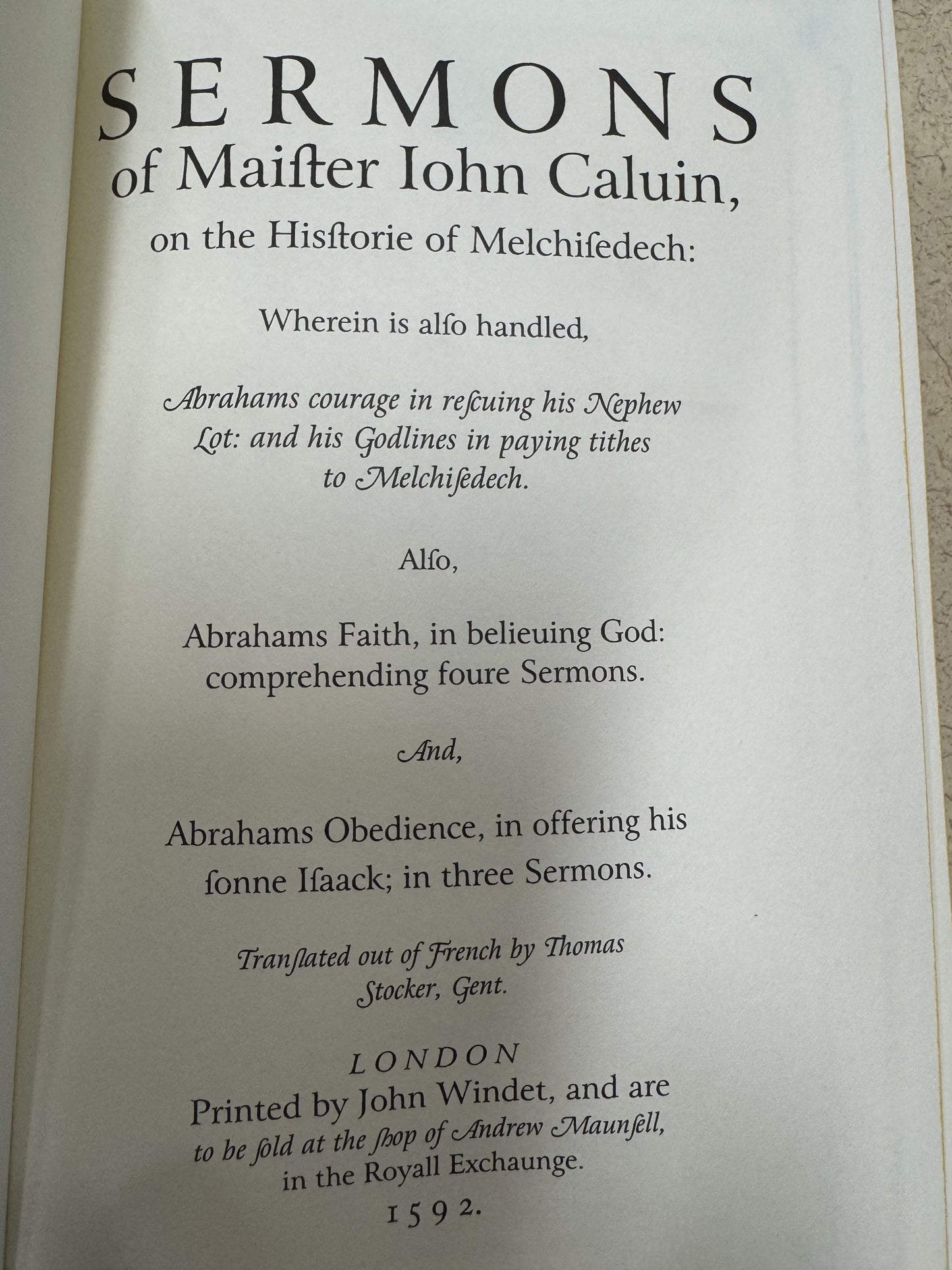 Sermons on Melchizedek and Abraham
